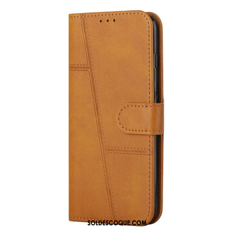 Housse Samsung Galaxy S23 5G Style Cuir Géométrique à Lanière