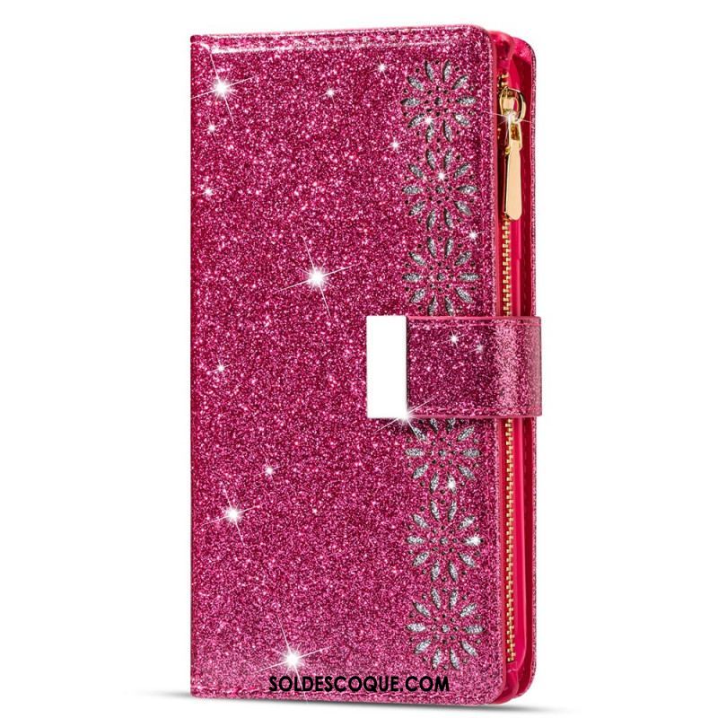 Housse Samsung Galaxy Z Fold 3 5G Paillettes Portefeuille Zip