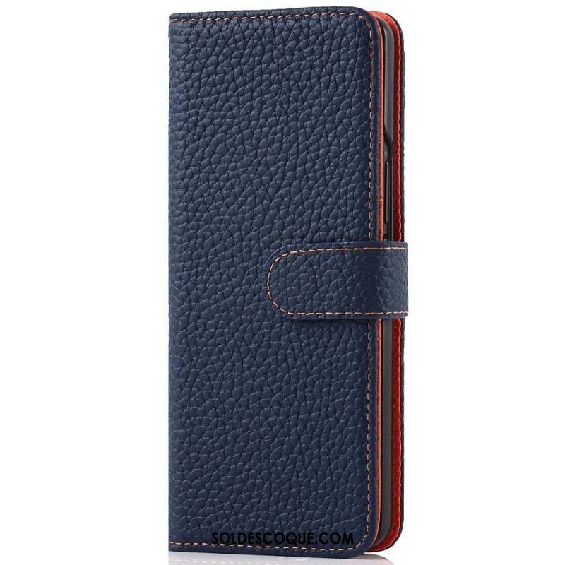 Housse Samsung Galaxy Z Fold 3 5G Véritable Cuir Litchi Porte-Stylet