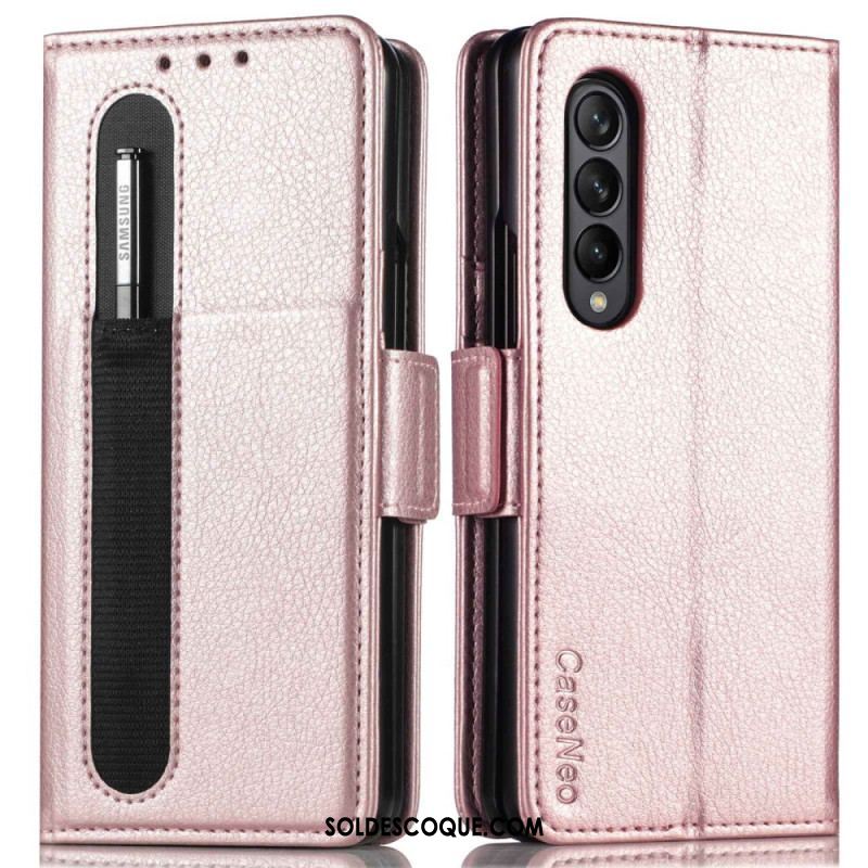 Housse Samsung Galaxy Z Fold 4 CASENEO Simili Cuir Litchi Fente à Stylet