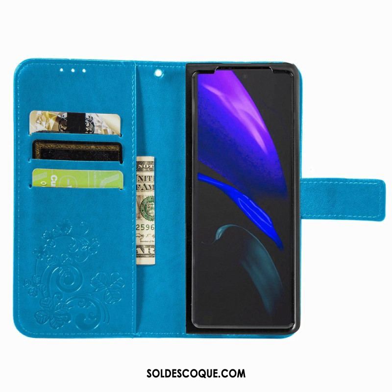 Housse Samsung Galaxy Z Fold 4 Motif Trèfles avec Lanière