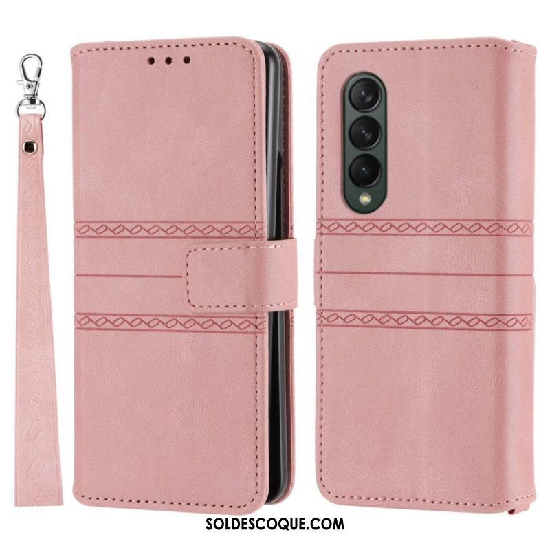 Housse Samsung Galaxy Z Fold 4 Simili Cuir Belt Motif