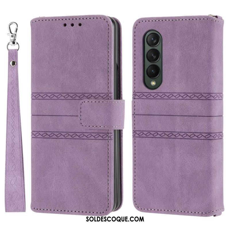 Housse Samsung Galaxy Z Fold 4 Simili Cuir Belt Motif