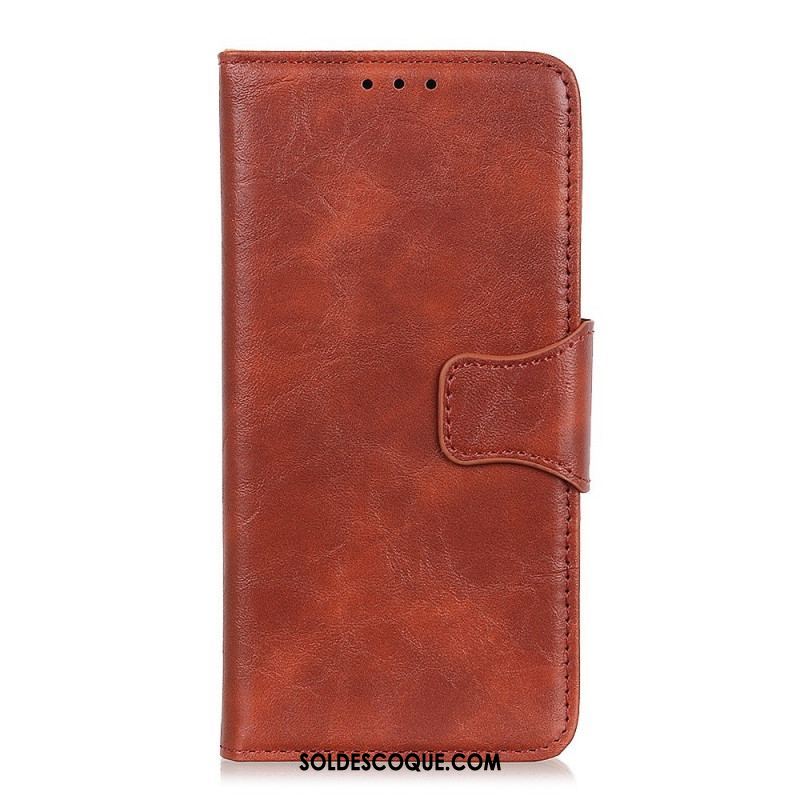 Housse Sony Xperia 1 IV Cuir Fendu Fermoir Vintage