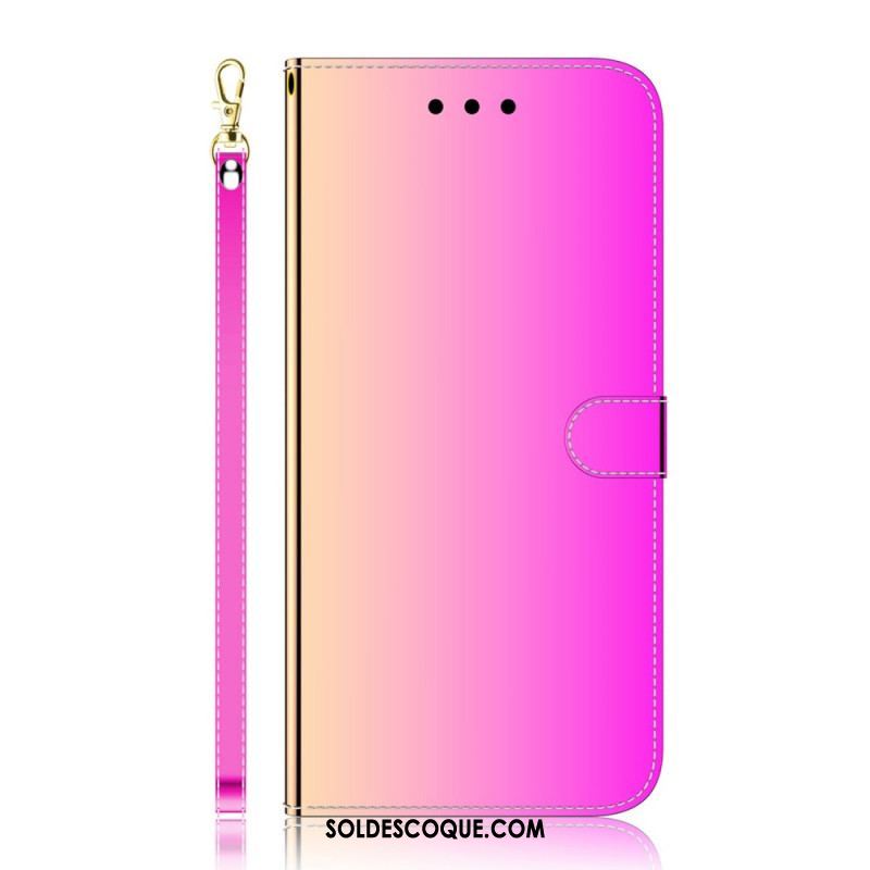 Housse Sony Xperia 1 IV Simili Cuir Miroir à Lanière