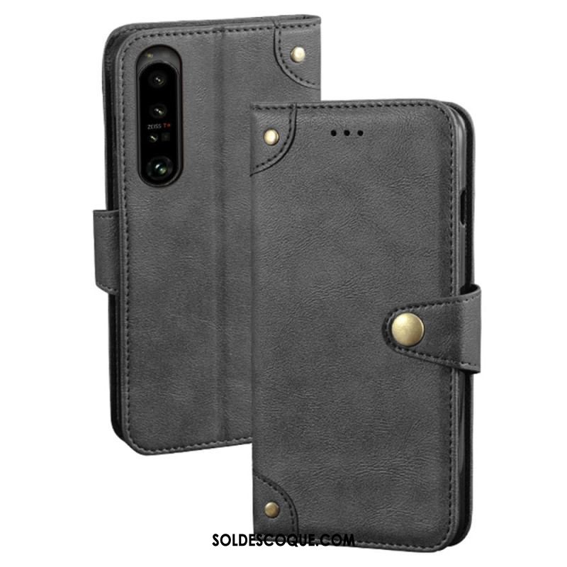 Housse Sony Xperia 1 IV Style Cuir avec Rivets IDEWEI