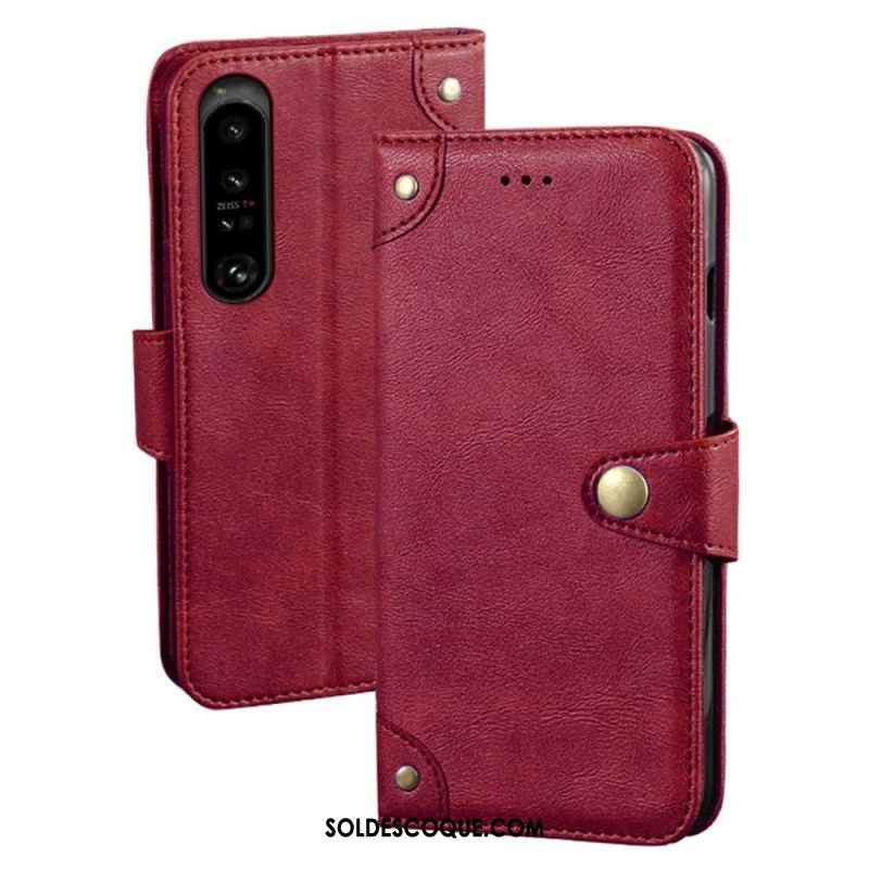 Housse Sony Xperia 1 IV Style Cuir avec Rivets IDEWEI