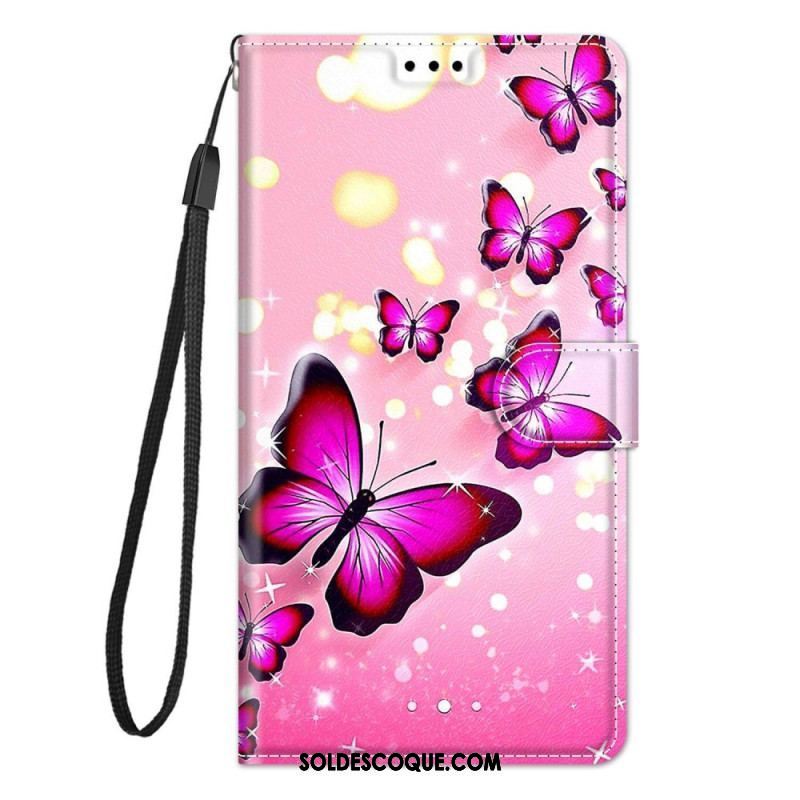 Housse Xiaomi 12 / 12X Fan des Papillons avec Lanière