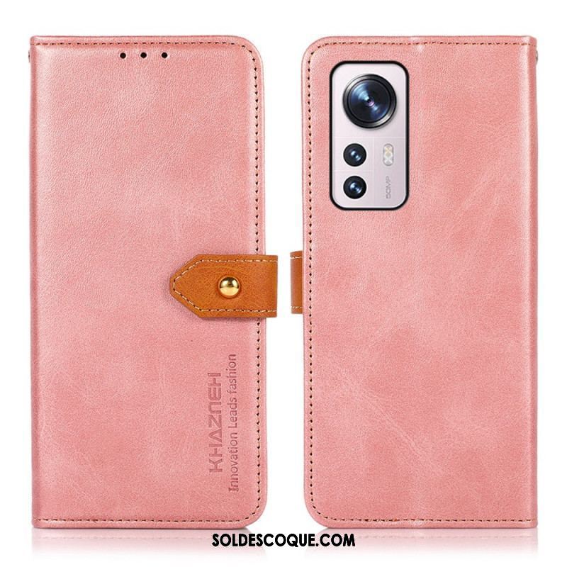 Housse Xiaomi 12 Pro Bicolore Fermoir Doré KHAZNEH