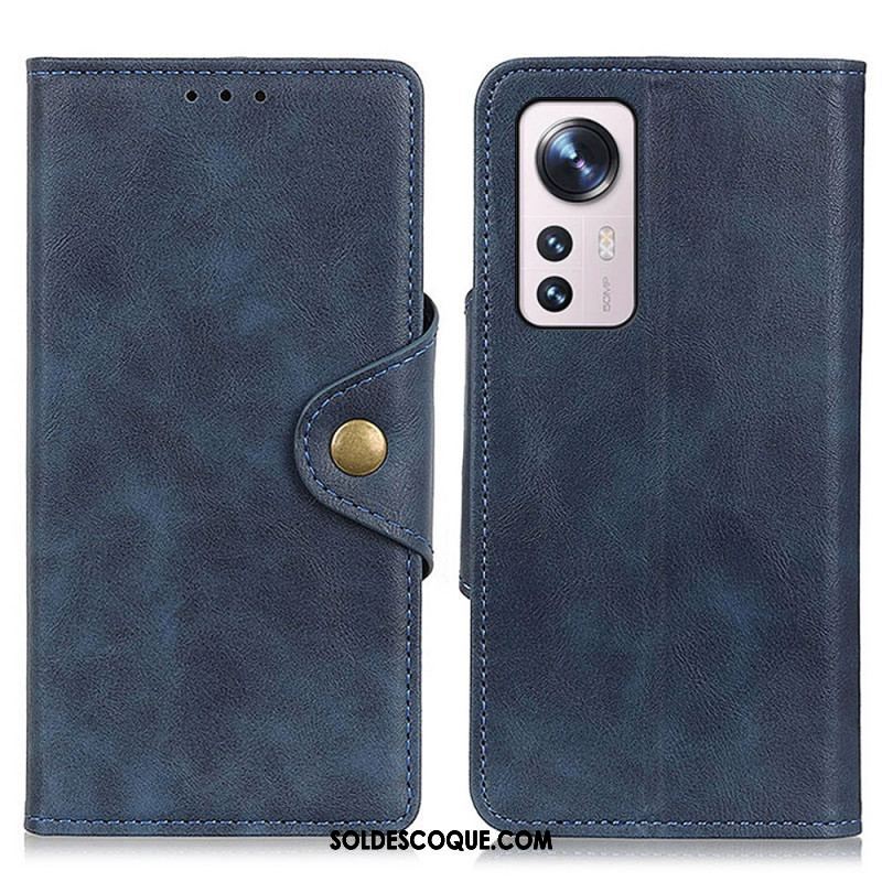 Housse Xiaomi 12 Pro Simili Cuir Vintage et Bouton