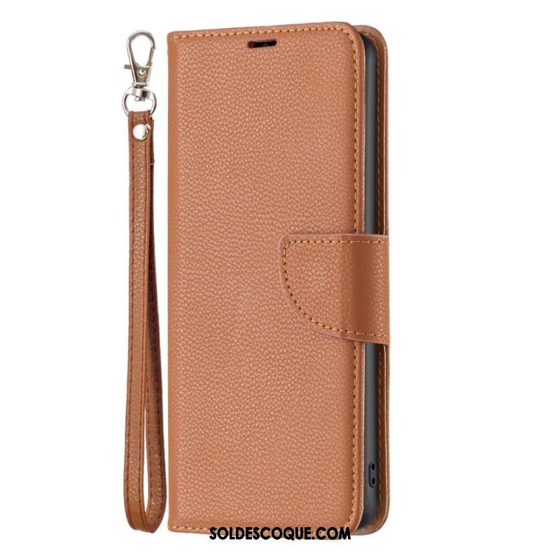 Housse Xiaomi 12T / 12T Pro Style Cuir Litchi à Lanière