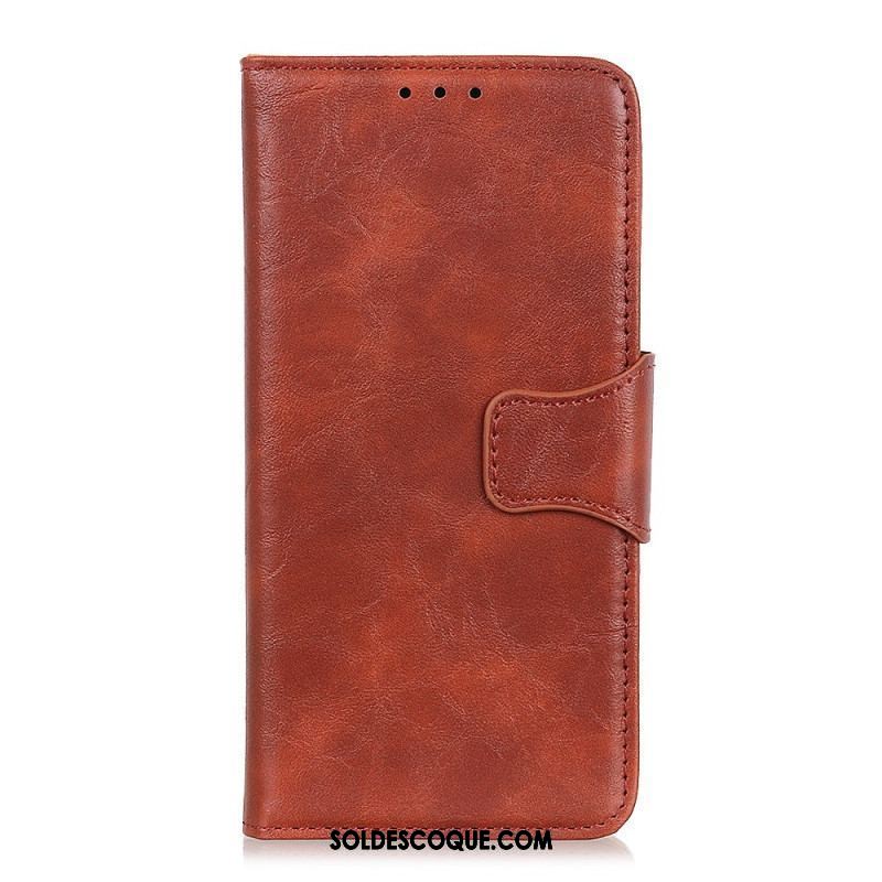 Housse Xiaomi 13 Lite Cuir Fendu Fermoir Réversible