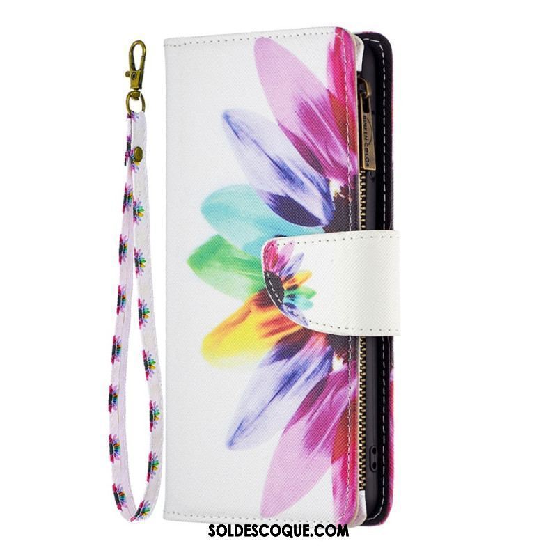 Housse Xiaomi 13 Poche Zippée Fleur