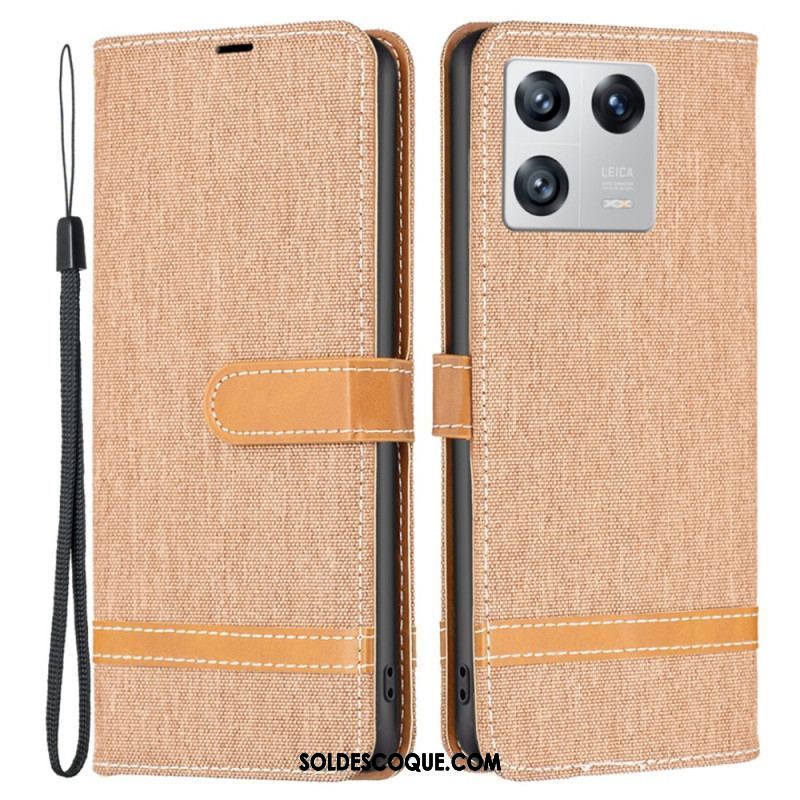 Housse Xiaomi 13 Tissu et Effet Cuir à Lanière