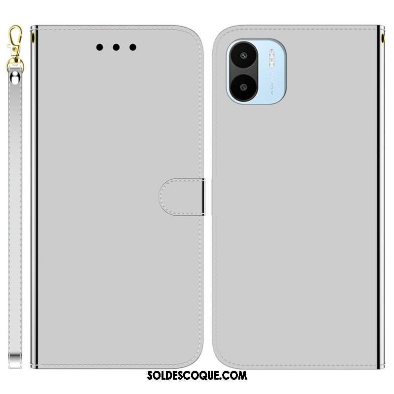 Housse Xiaomi Redmi A1 Simili Cuir Miroir avec Lanière