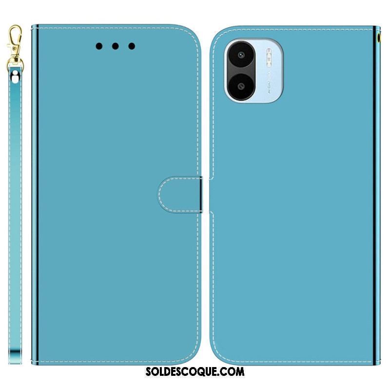 Housse Xiaomi Redmi A1 Simili Cuir Miroir avec Lanière