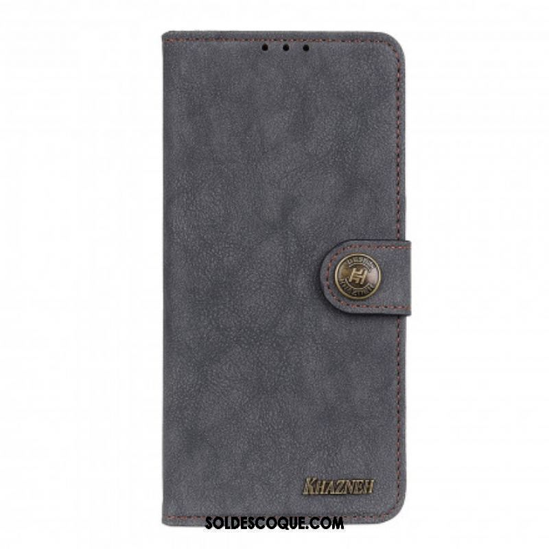 Housse Xiaomi Redmi Note 10/10S/Poco M5s Cuir Fendu Rétro KHAZNEH