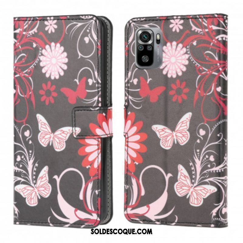 Housse Xiaomi Redmi Note 10/10S/Poco M5s Papillons et Fleurs