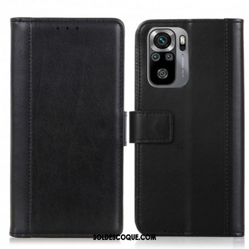 Housse Xiaomi Redmi Note 10/10S/Poco M5s Style Cuir Fendu