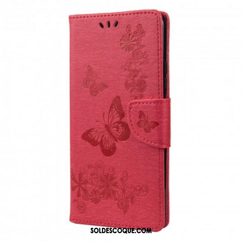 Housse Xiaomi Redmi Note 10 Pro Que des Papillons avec Lanière