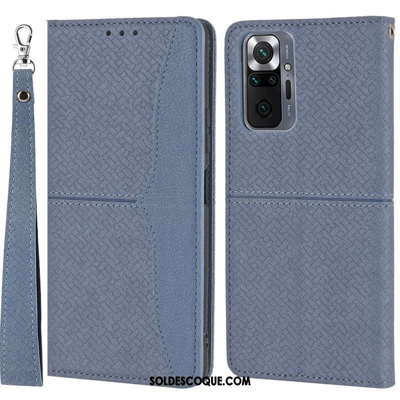 Housse Xiaomi Redmi Note 10 Pro Style Cuir Tissée à Lanière