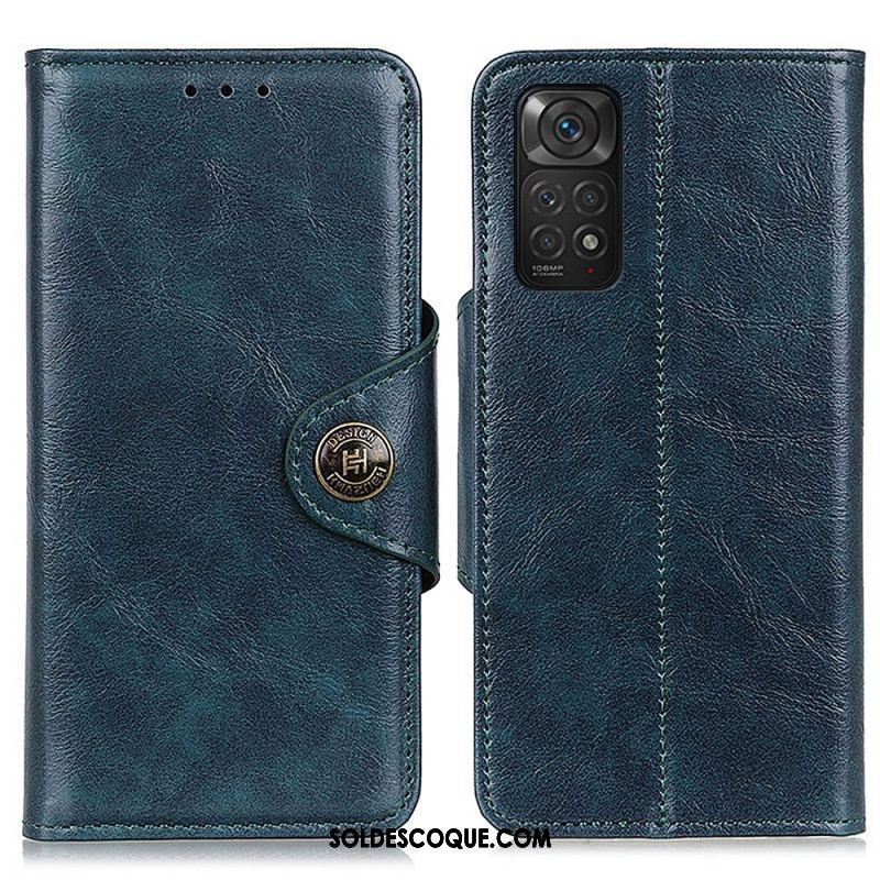 Housse Xiaomi Redmi Note 11 / 11s Simili Cuir Brillant Bouton