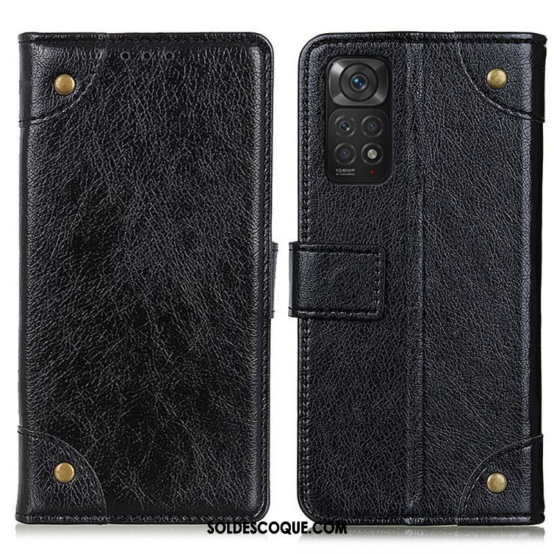 Housse Xiaomi Redmi Note 11 / 11s Style Cuir Nappa Rivets Vintage