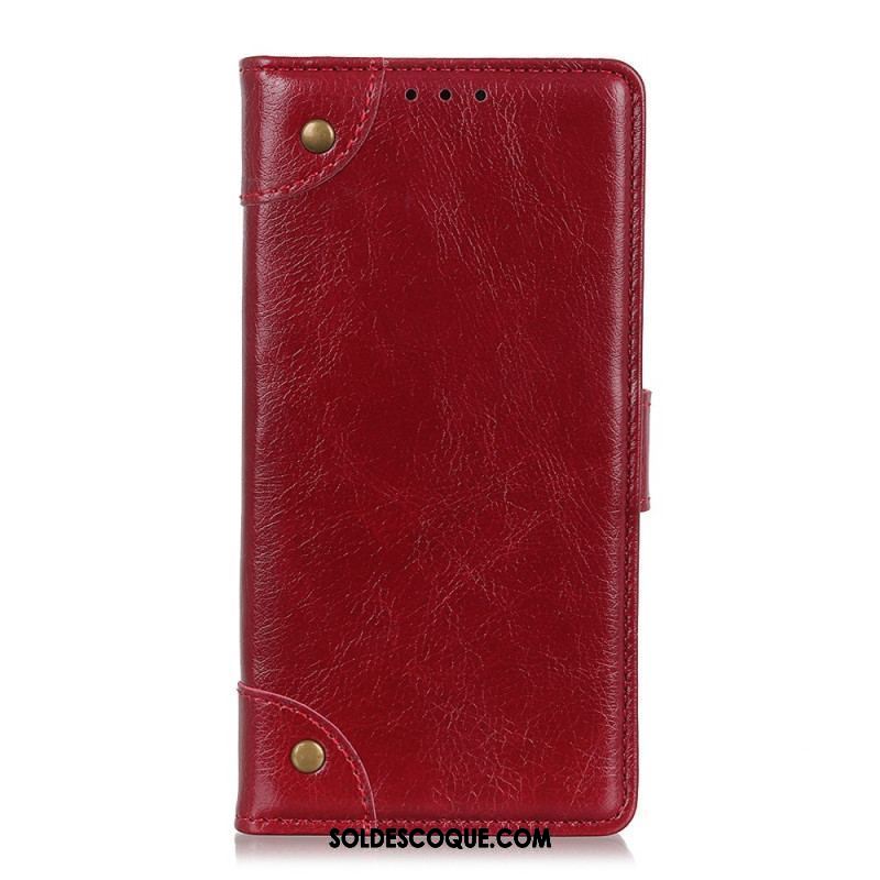 Housse Xiaomi Redmi Note 11 / 11s Style Cuir Nappa Rivets Vintage