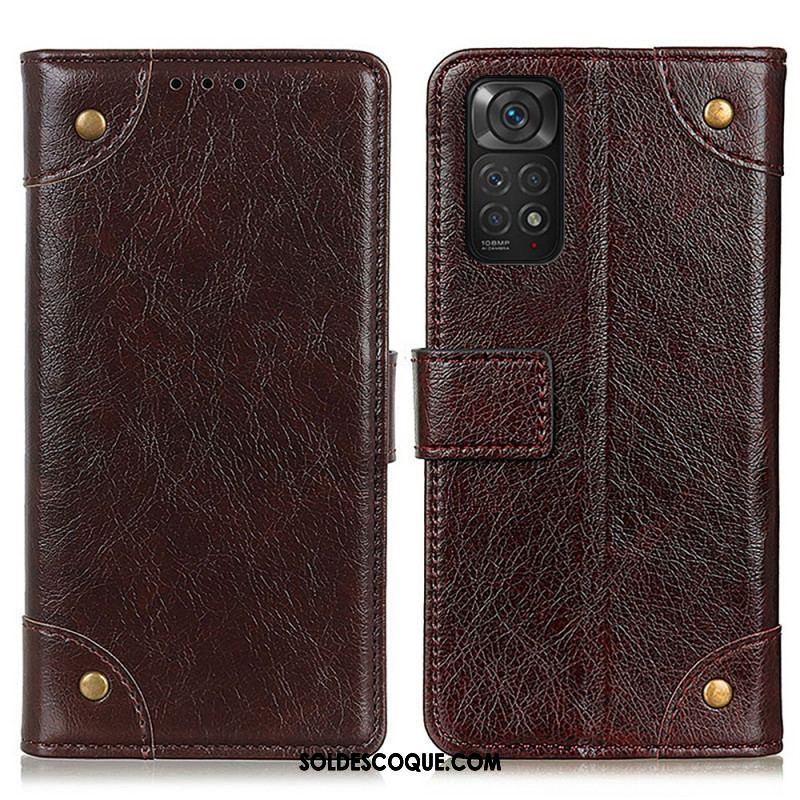 Housse Xiaomi Redmi Note 11 / 11s Style Cuir Nappa Rivets Vintage