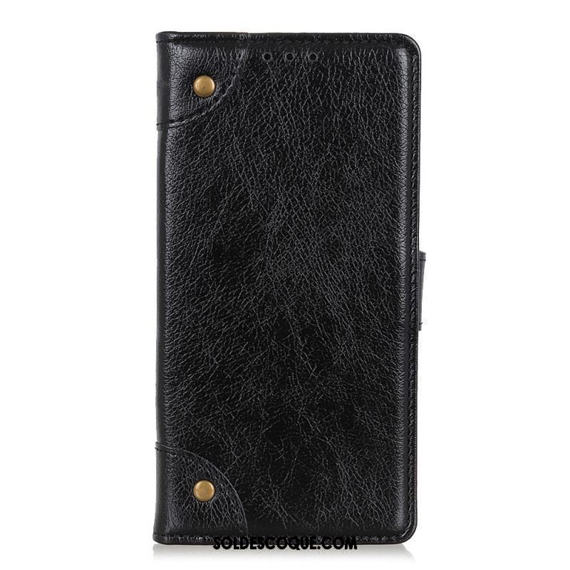 Housse Xiaomi Redmi Note 11 Pro / Note 11 Pro 5G Style Cuir Nappa Rivets Vintage