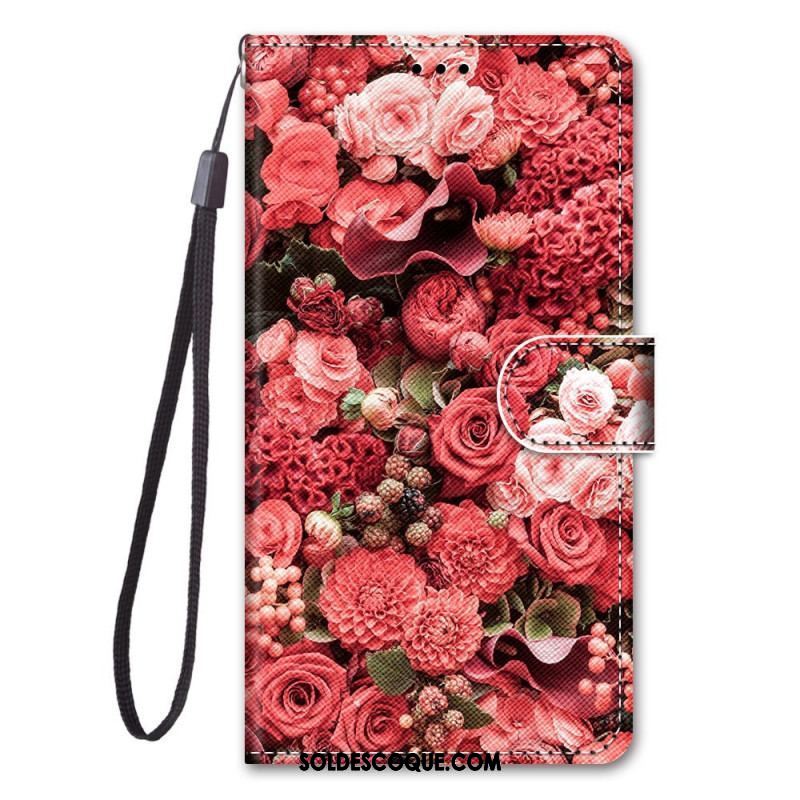 Housse Xiaomi Redmi Note 11 Pro Plus 5G Fleurs à Lanière
