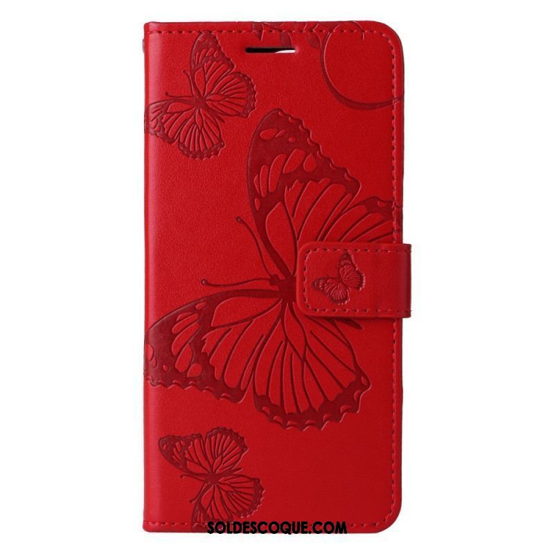 Housse Xiaomi Redmi Note 12/Poco X5 5G Papillons Géants à Lanière