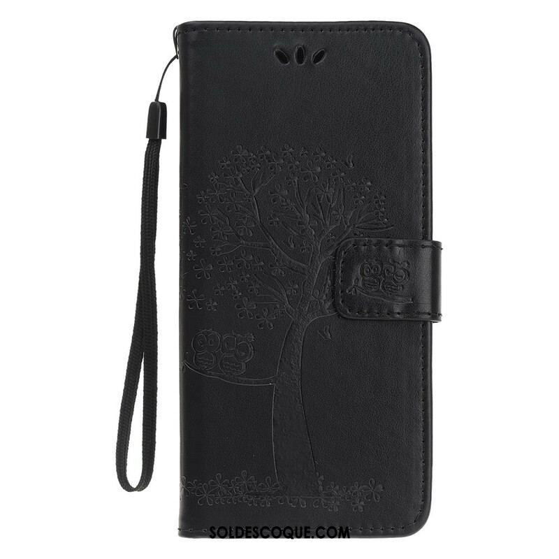 Housse iPhone 13 Mini Arbre et Hiboux à Lanière