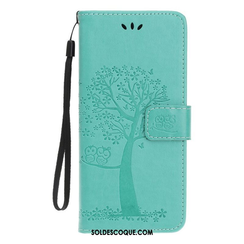 Housse iPhone 13 Mini Arbre et Hiboux à Lanière