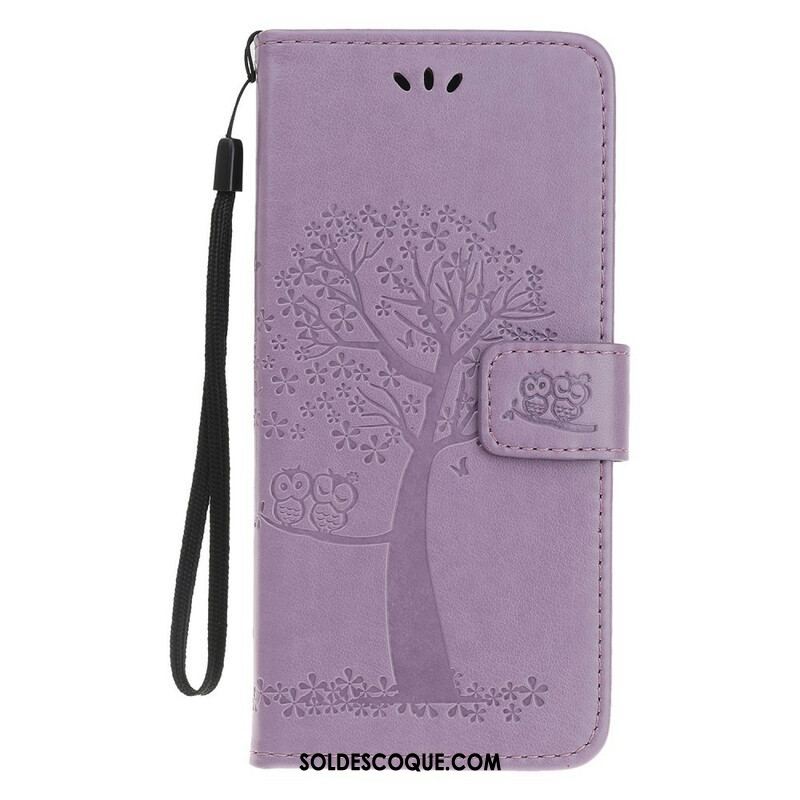 Housse iPhone 13 Mini Arbre et Hiboux à Lanière