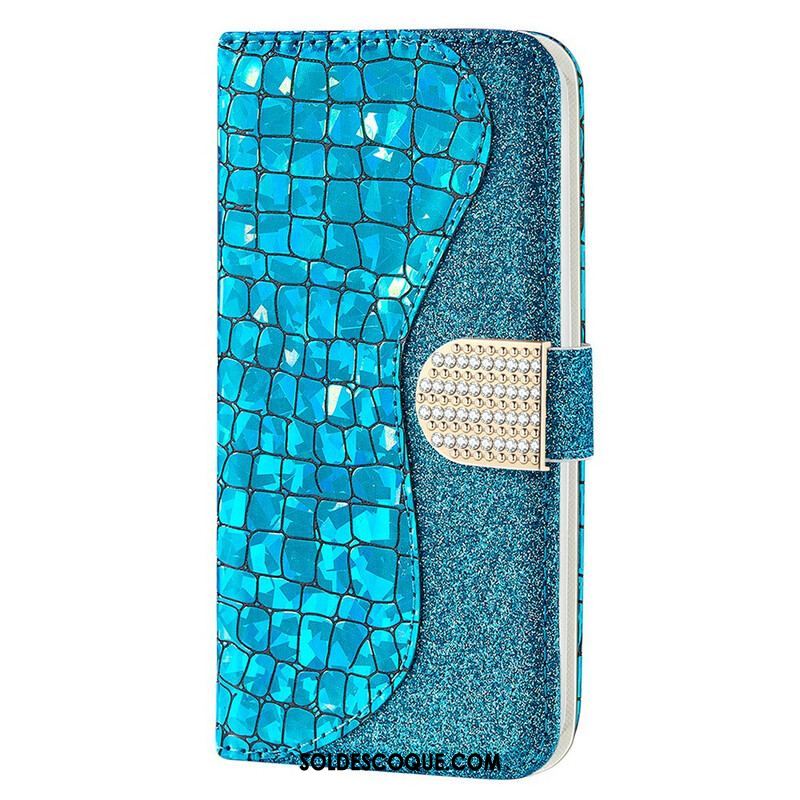 Housse iPhone 13 Mini Croco Diamants