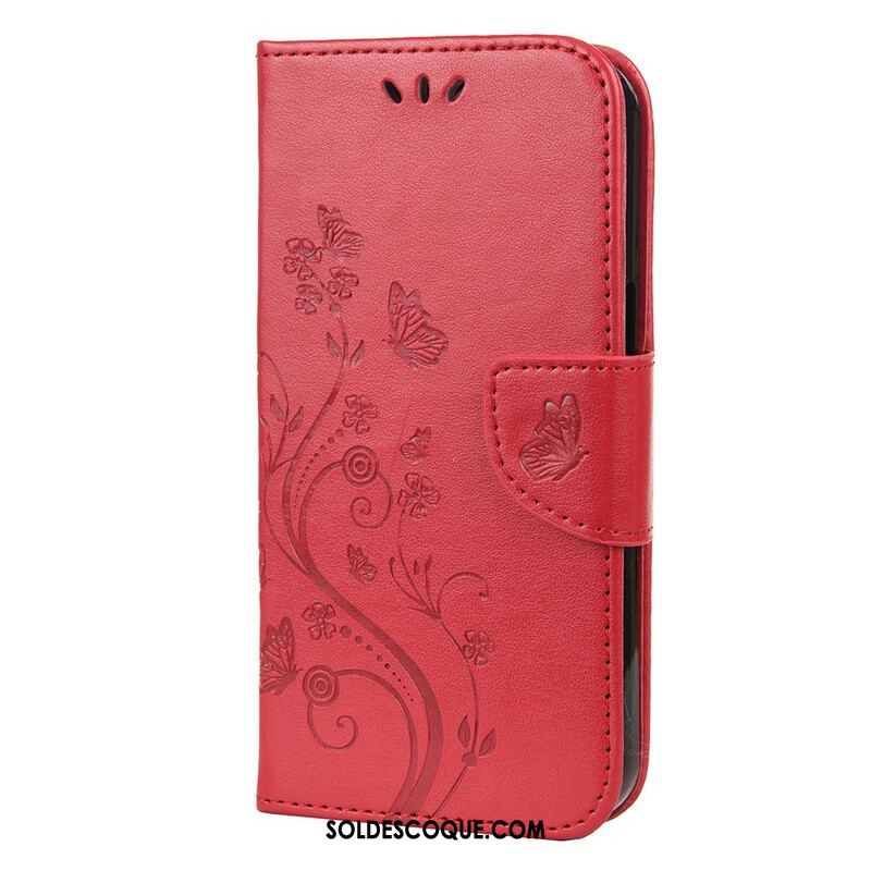 Housse iPhone 13 Mini Florale à Lanière