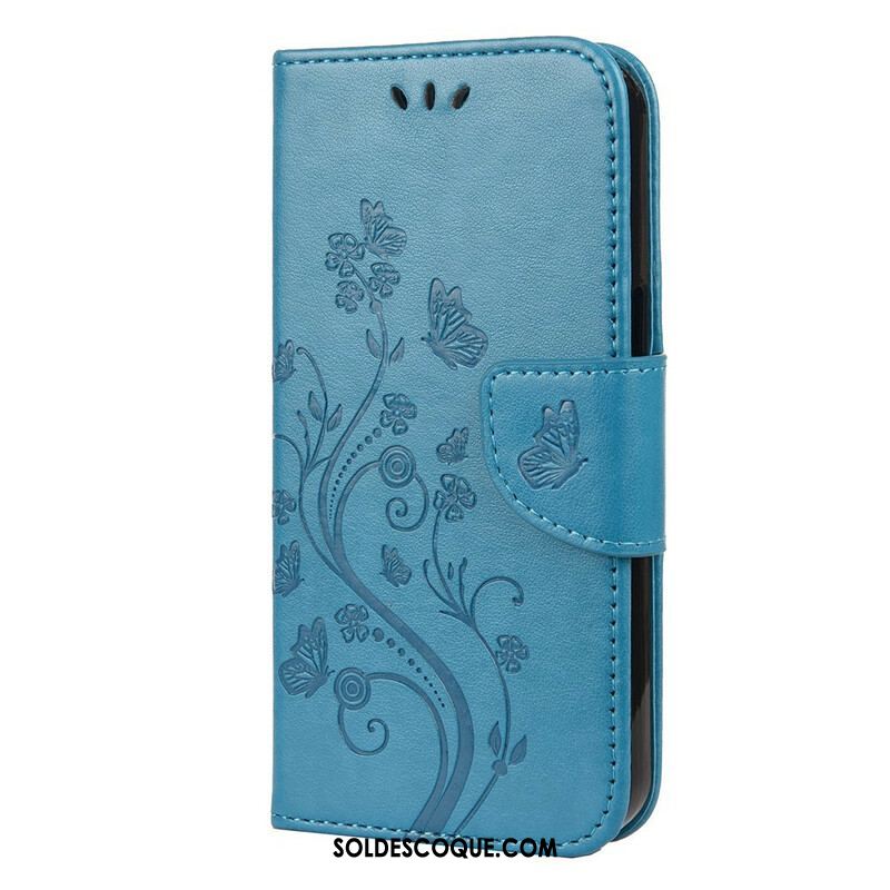 Housse iPhone 13 Mini Florale à Lanière