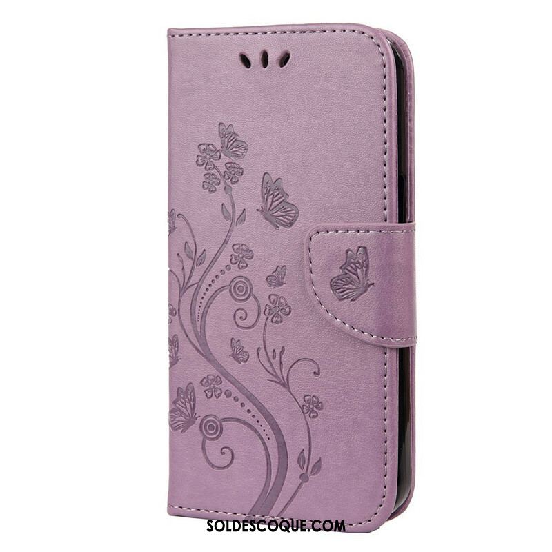 Housse iPhone 13 Mini Florale à Lanière