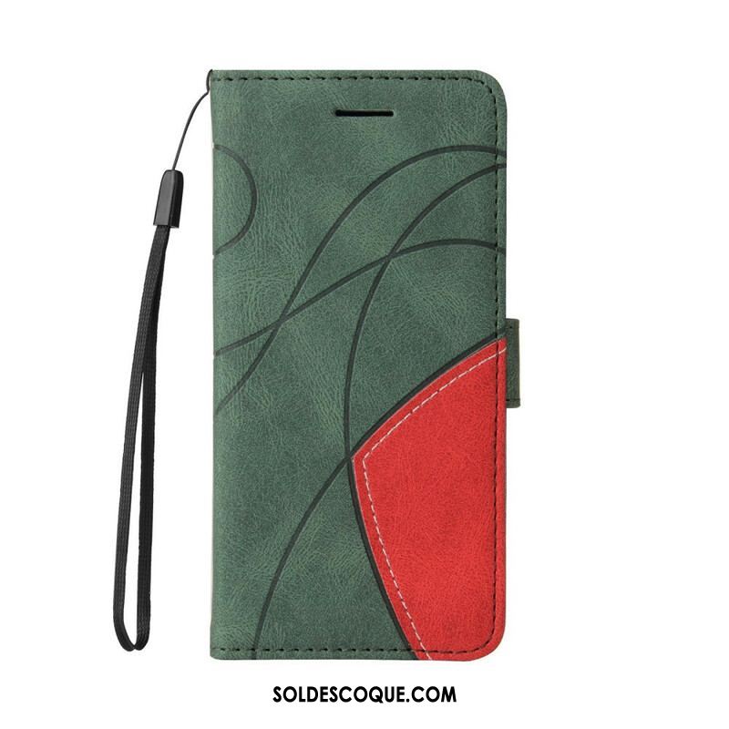 Housse iPhone 13 Mini Simili Cuir Bicolore Signature