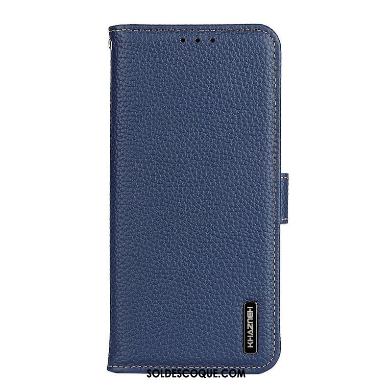 Housse iPhone 13 Mini Véritable Cuir Litchi KHAZNEH