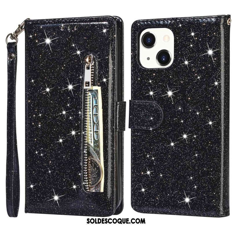 Housse iPhone 14 Plus Porte-Monnaie Paillettes