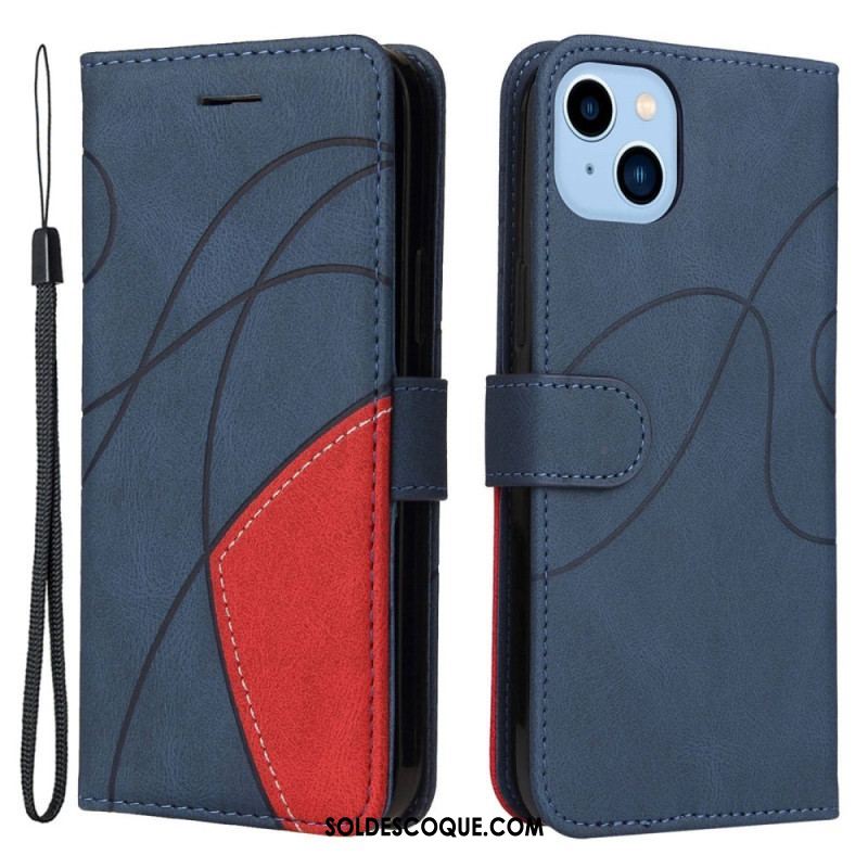 Housse iPhone 14 Plus Simili Cuir Bicolore Signature