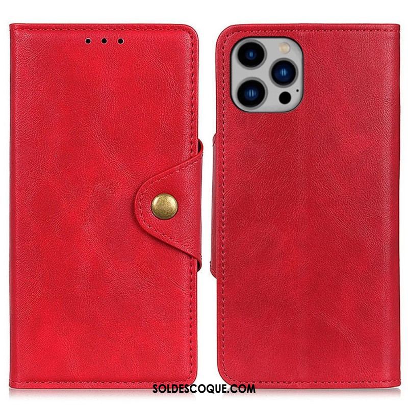 Housse iPhone 14 Plus Simili Cuir Bouton