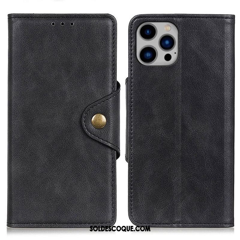 Housse iPhone 14 Plus Simili Cuir Bouton