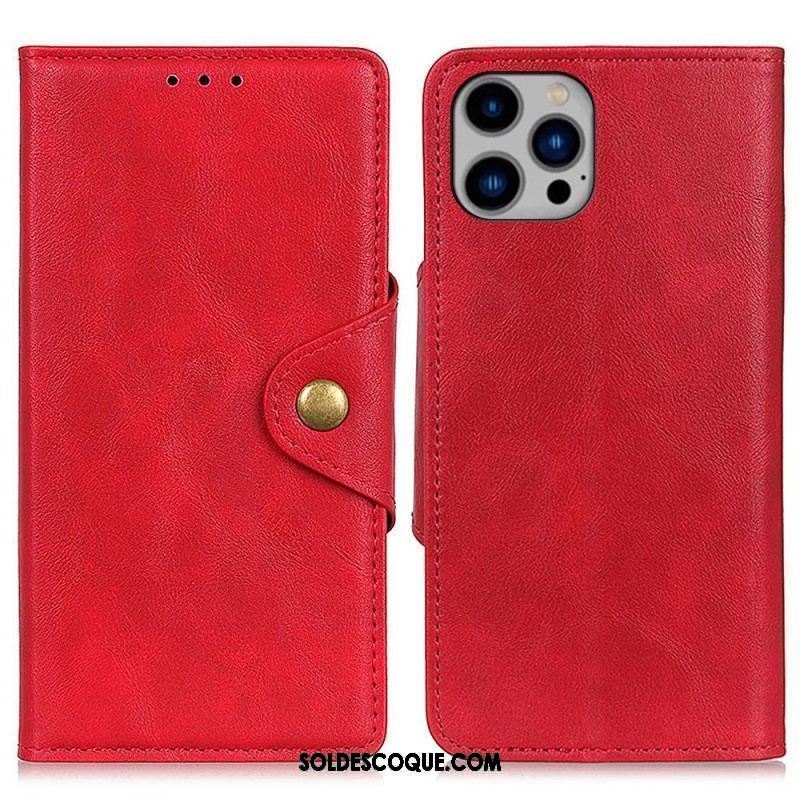 Housse iPhone 14 Plus Simili Cuir Bouton