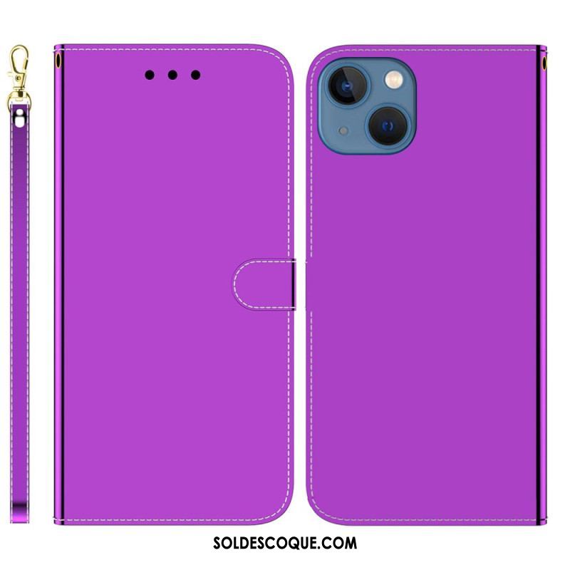 Housse iPhone 14 Plus Simili Cuir Couverture Miroir