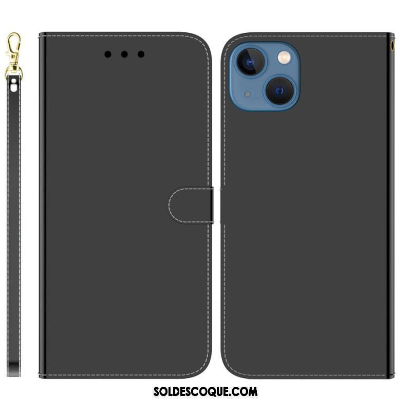 Housse iPhone 14 Plus Simili Cuir Couverture Miroir