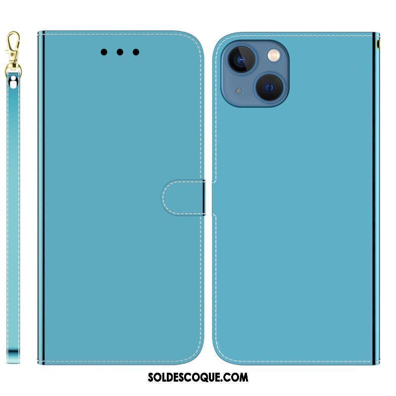 Housse iPhone 14 Plus Simili Cuir Couverture Miroir