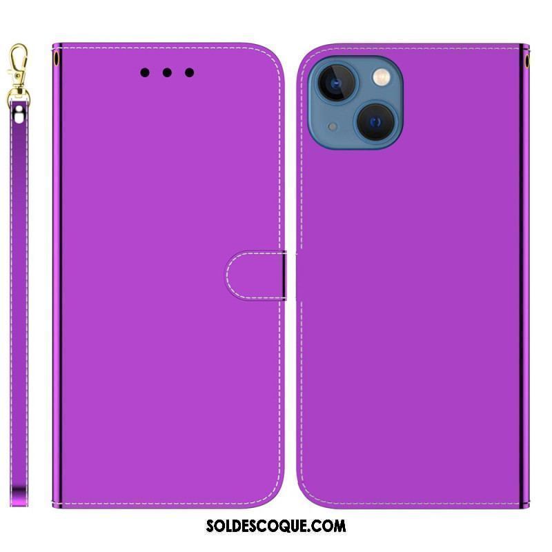 Housse iPhone 14 Plus Simili Cuir Couverture Miroir